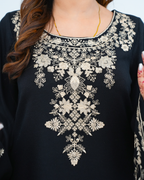 Black Embroidered Cord Set