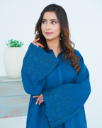 Blue Embroidered Cord Set