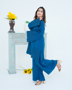 Blue Embroidered Cord Set