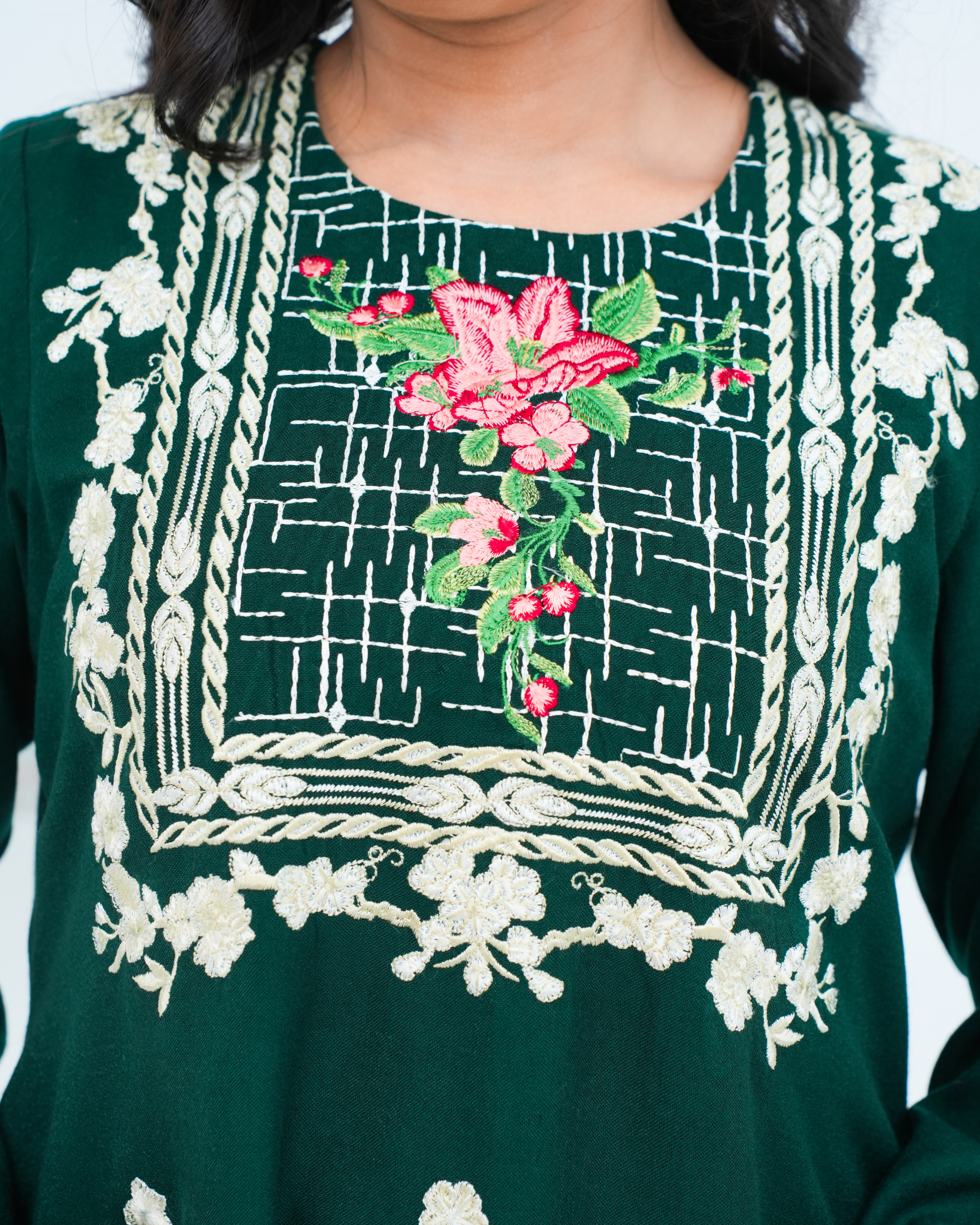 Green Embroidered Cord Set