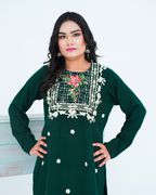Green Embroidered Cord Set