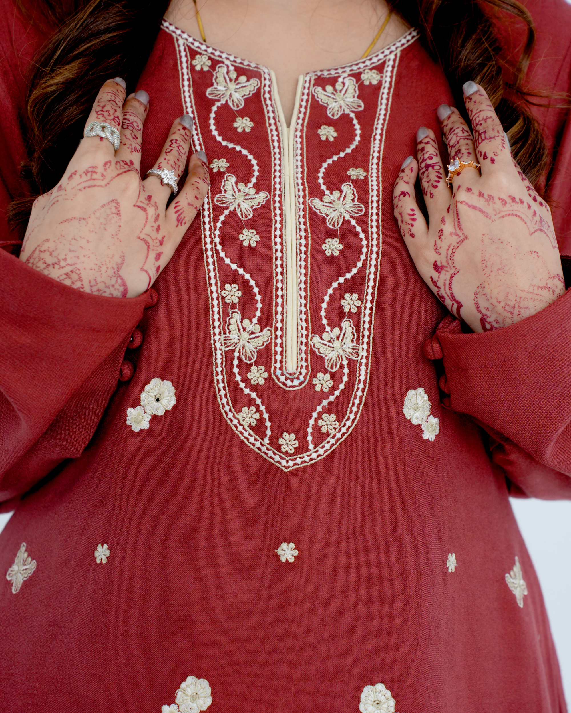 Peach Embroidered Cord Set