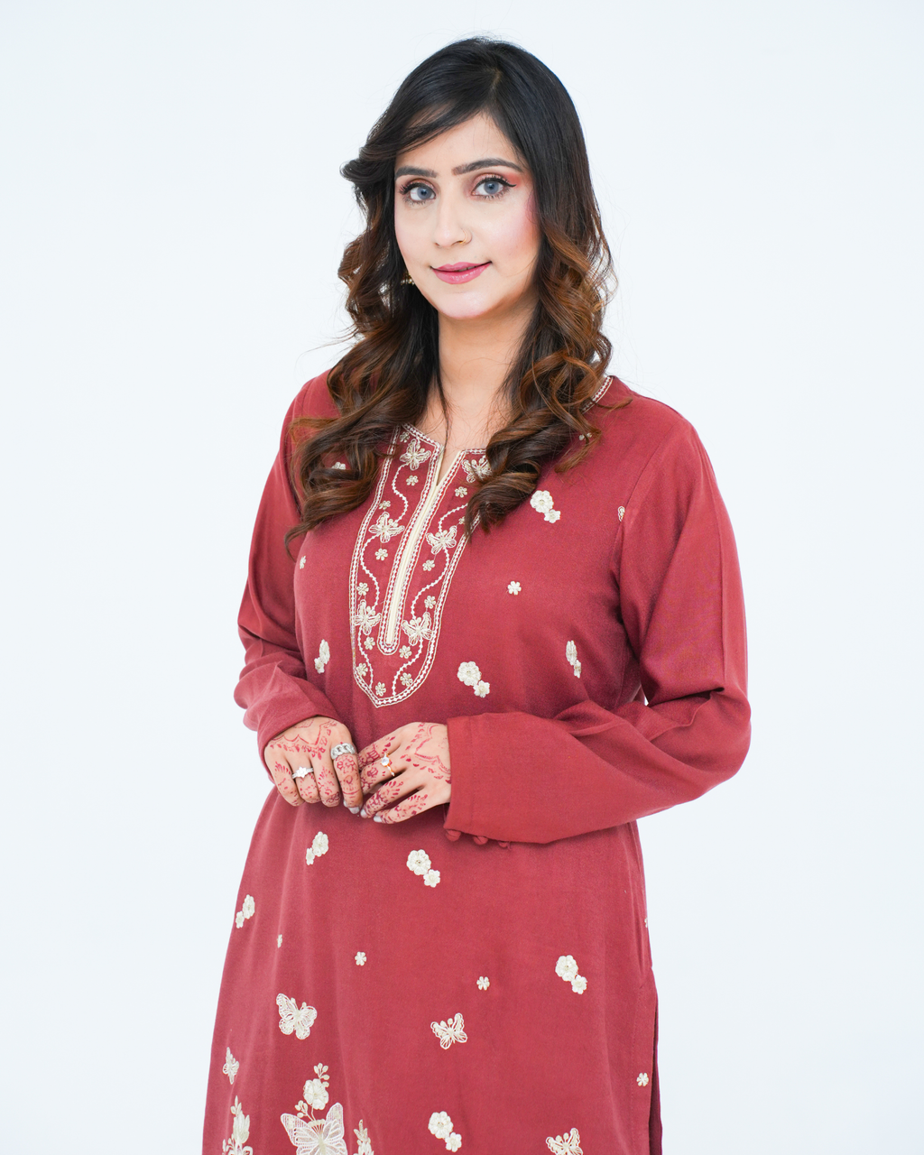 Peach Embroidered Cord Set