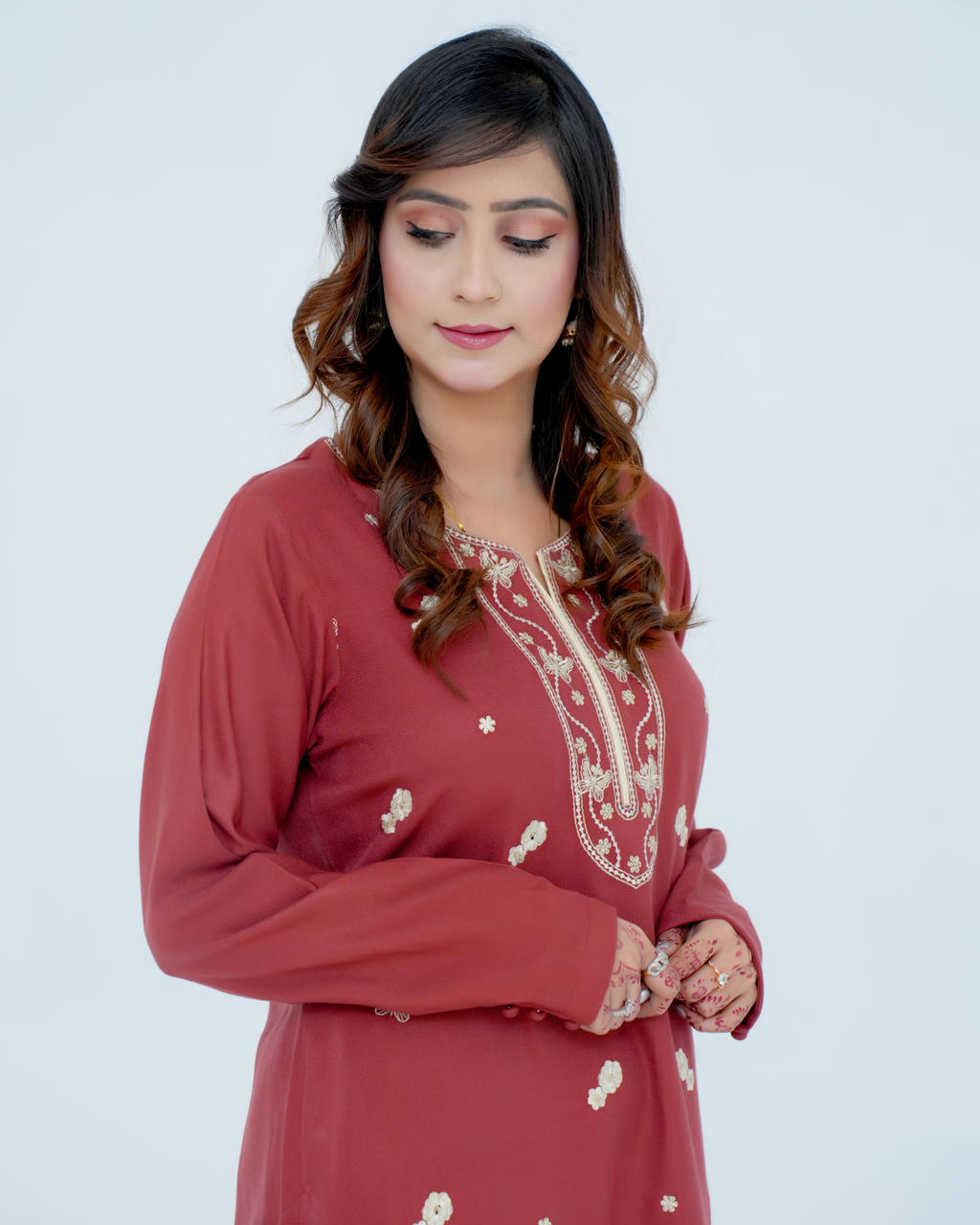 Peach Embroidered Cord Set