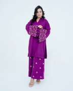 Purple Embroidered Cord Set
