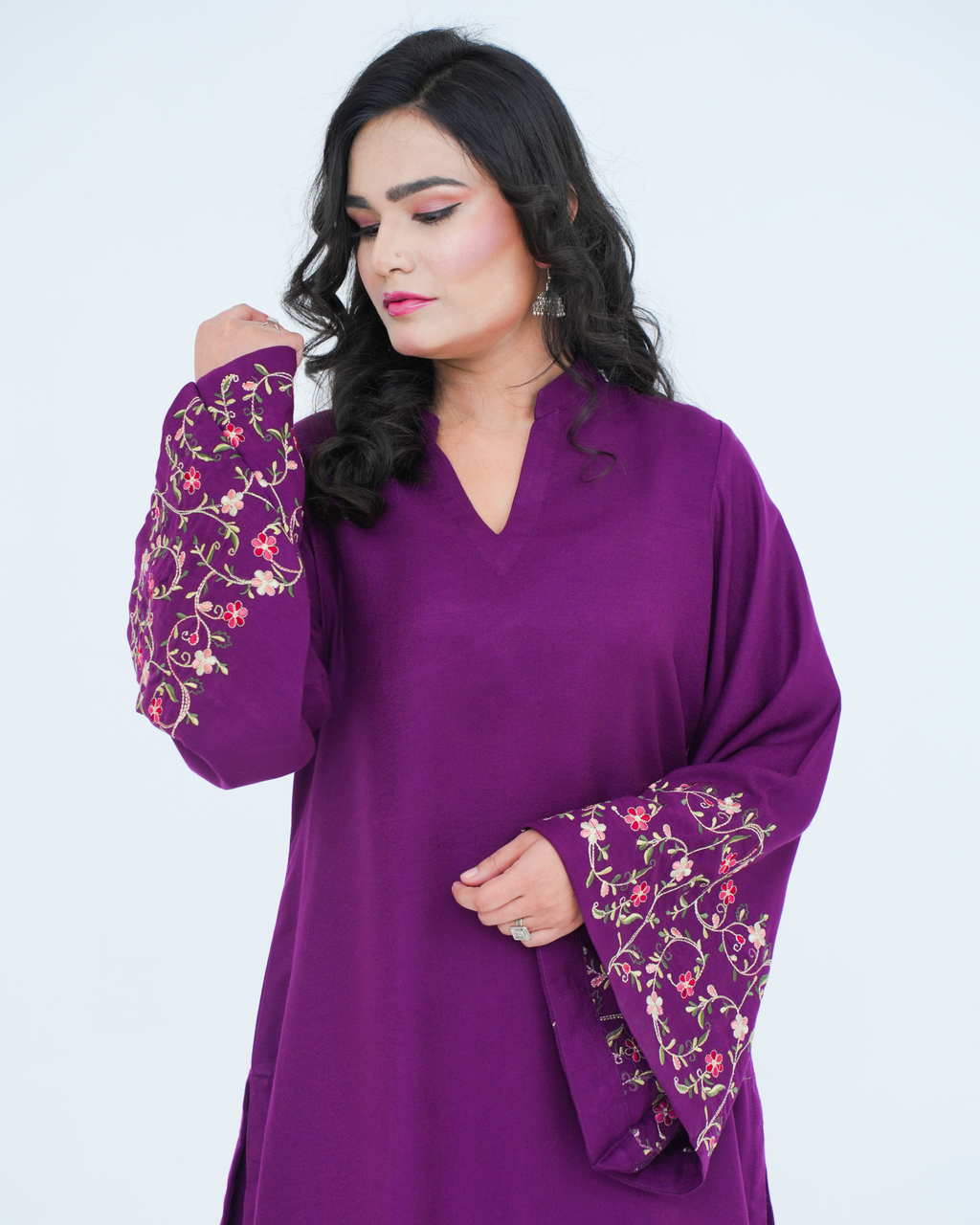 Purple Embroidered Cord Set