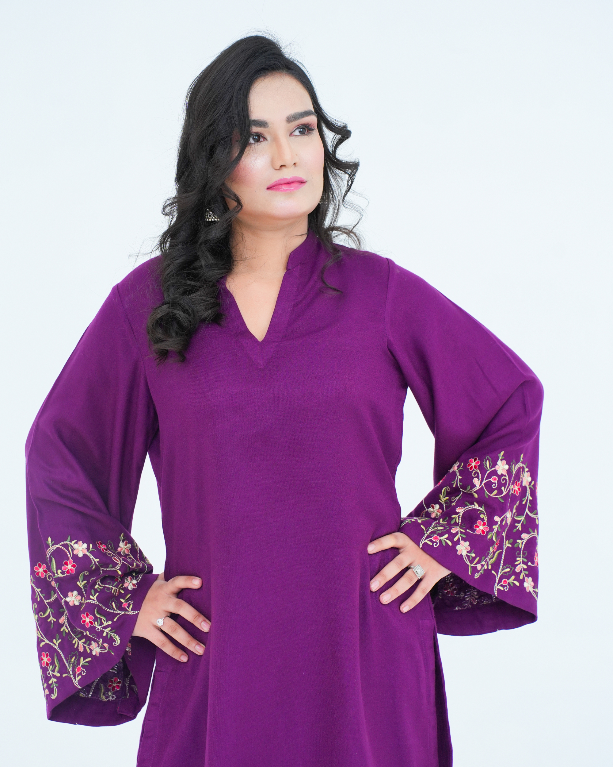 Purple Embroidered Cord Set