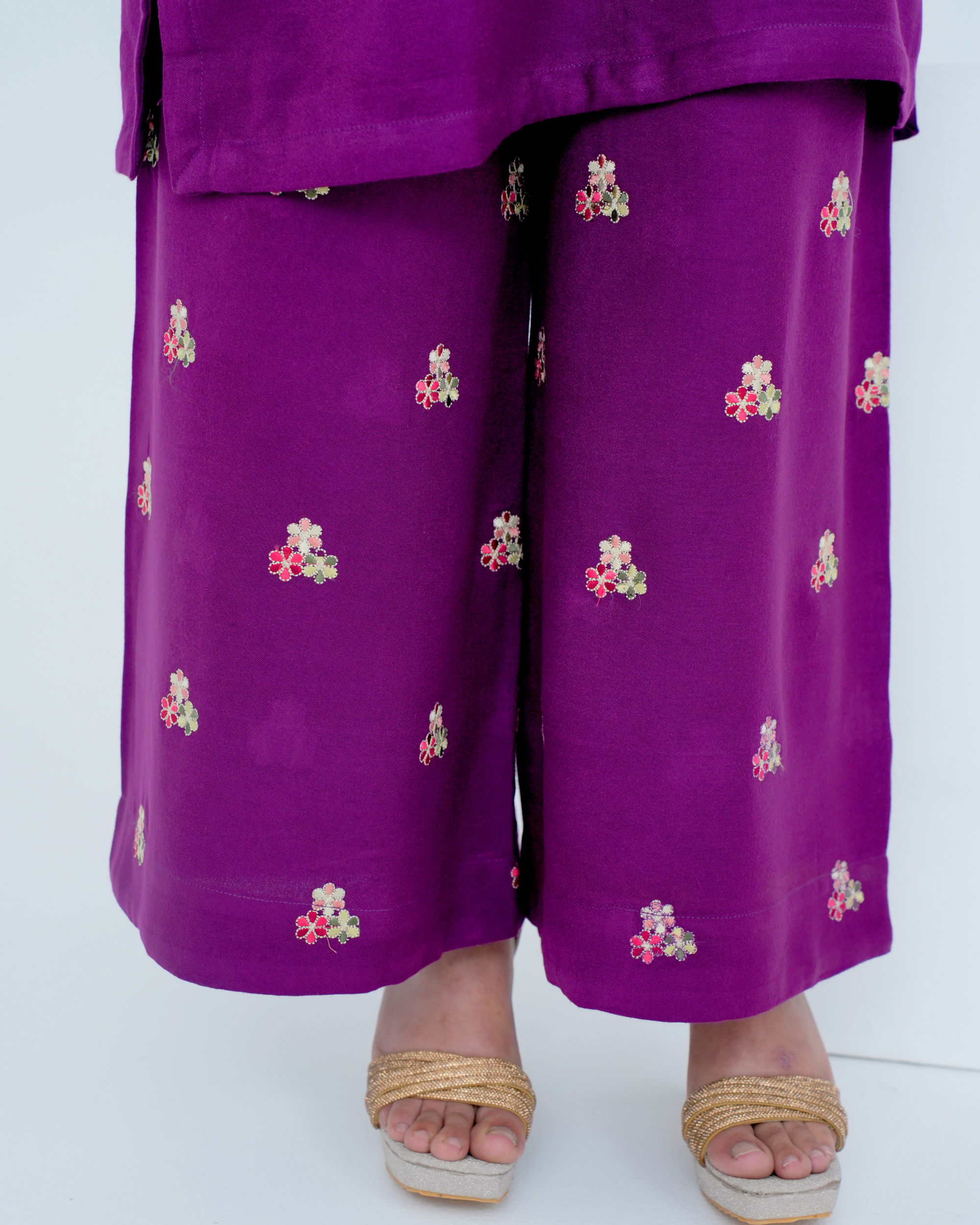 Purple Embroidered Cord Set